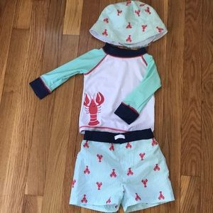 Lobster swimsuit set and hat